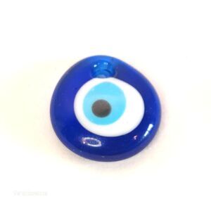 Round Blue Handblown Glass Turkish Evil Eye Judaica Good Luck Charm Pendant 1"